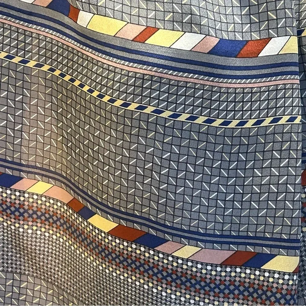 Echo Gray Striped Silk Scarf